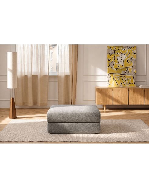 Converteerbare en modulaire voetenbank in grijze Coco tweedstof - 95x95x42 cm