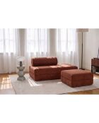 Pouf convertible et modulable en velours côtelé Lincoln terracotta - 95x95x42 cm