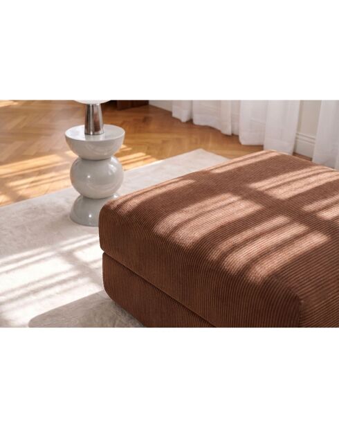 Pouf convertible et modulable en velours côtelé Lincoln terracotta - 95x95x42 cm