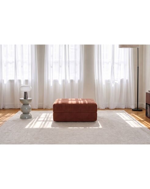 Pouf convertible et modulable en velours côtelé Lincoln terracotta - 95x95x42 cm