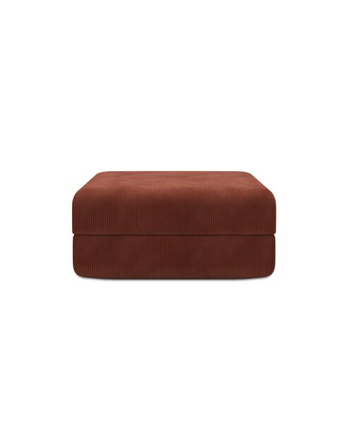 Pouf convertible et modulable en velours côtelé Lincoln terracotta - 95x95x42 cm