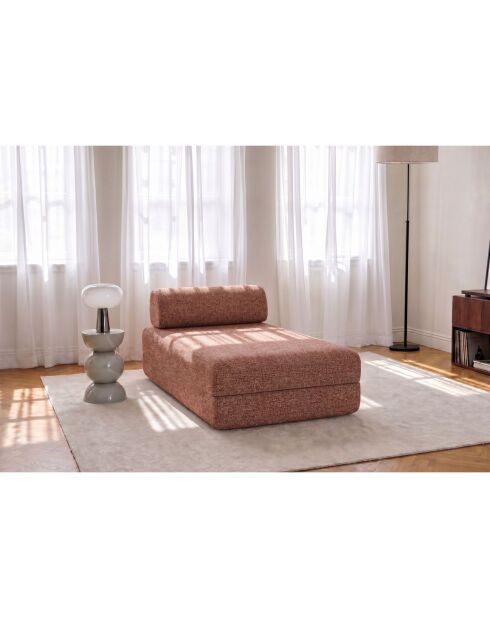 Méridienne convertible et modulable en tissu tweed Coco rouge - 190x95x70,5 cm
