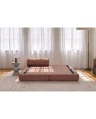 Méridienne convertible et modulable en tissu tweed Coco rouge - 190x95x70,5 cm