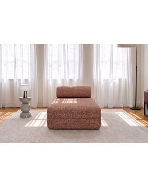 Méridienne convertible et modulable en tissu tweed Coco rouge - 190x95x70,5 cm