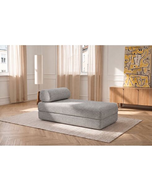 Méridienne convertible et modulable en tissu tweed Coco grise - 190x95x70,5 cm