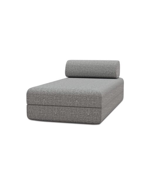 Méridienne convertible et modulable en tissu tweed Coco grise - 190x95x70,5 cm