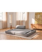 Méridienne convertible et modulable en tissu tweed Coco grise - 190x95x70,5 cm