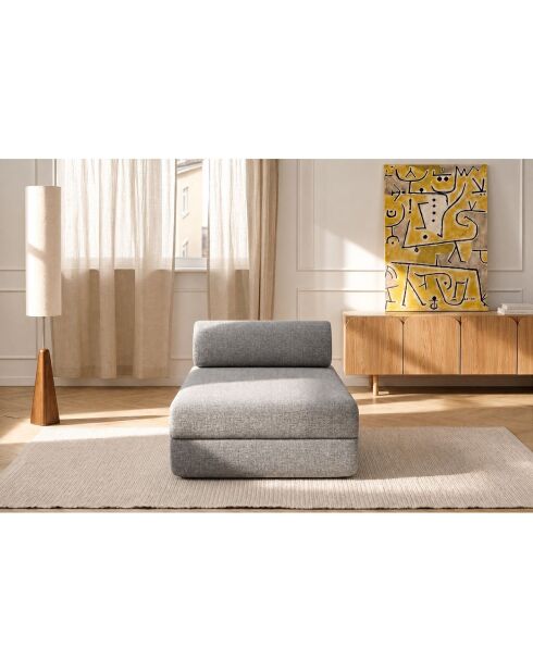 Méridienne convertible et modulable en tissu tweed Coco grise - 190x95x70,5 cm