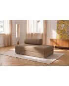 Canapé droit convertible et modulable 2 places en tissu tweed Coco marron - 148x95x70,5 cm