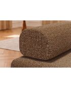 Canapé droit convertible et modulable 2 places en tissu tweed Coco marron - 148x95x70,5 cm