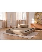Canapé droit convertible et modulable 2 places en tissu tweed Coco marron - 148x95x70,5 cm