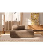 Canapé droit convertible et modulable 2 places en tissu tweed Coco marron - 148x95x70,5 cm