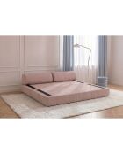 Canapé droit convertible et modulable 3 places en velours côtelé Lincoln rose pâle - 190x95x70,5 cm