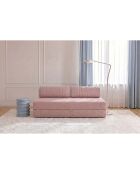 Canapé droit convertible et modulable 3 places en velours côtelé Lincoln rose pâle - 190x95x70,5 cm