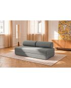Canapé droit convertible et modulable 3 places en tissu lisse Gemma gris - 190x95x70,5 cm
