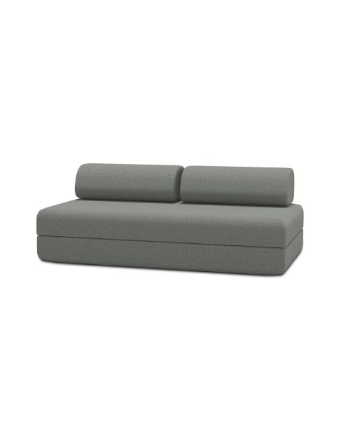 Canapé droit convertible et modulable 3 places en tissu lisse Gemma gris - 190x95x70,5 cm