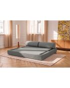Canapé droit convertible et modulable 3 places en tissu lisse Gemma gris - 190x95x70,5 cm