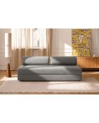 Canapé droit convertible et modulable 3 places en tissu lisse Gemma gris - 190x95x70,5 cm