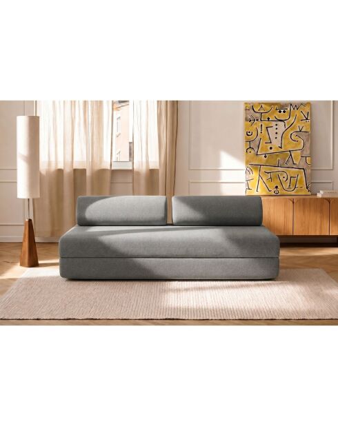 Canapé droit convertible et modulable 3 places en tissu lisse Gemma gris - 190x95x70,5 cm