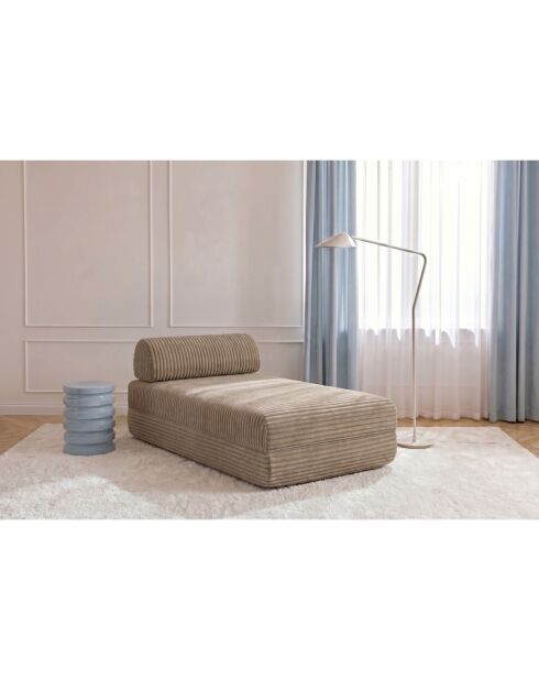 Méridienne convertible et modulable en velours côtelé xl Tilia marron - 190x95x70,5 cm