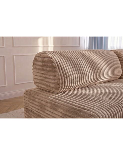 Méridienne convertible et modulable en velours côtelé xl Tilia marron - 190x95x70,5 cm