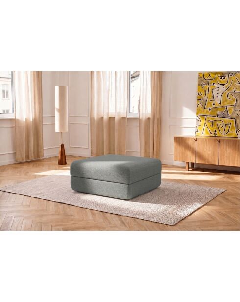 Wandelbarer und modularer Hocker aus glattem grauem Gemma-Stoff — 95x95x42 cm