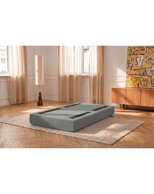 Wandelbarer und modularer Hocker aus glattem grauem Gemma-Stoff — 95x95x42 cm