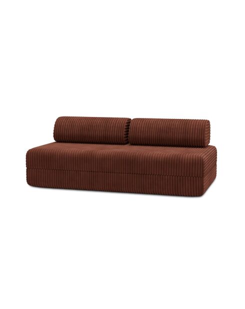 Canapé droit convertible et modulable 3 places en velours côtelé xl Tilia terracotta - 190x95x70,5 cm