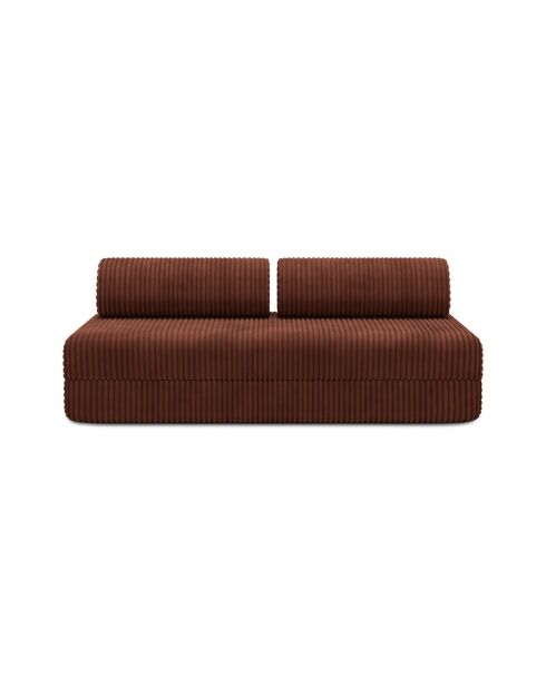 Canapé droit convertible et modulable 3 places en velours côtelé xl Tilia terracotta - 190x95x70,5 cm