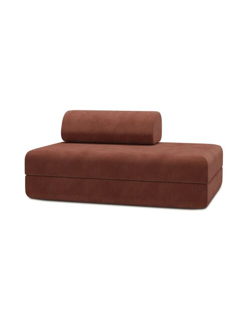 Canapé droit convertible et modulable 2 places en velours côtelé Lincoln terracotta - 148x95x70,5 cm