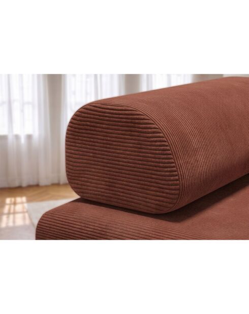 Canapé droit convertible et modulable 2 places en velours côtelé Lincoln terracotta - 148x95x70,5 cm