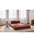 Canapé droit convertible et modulable 2 places en velours côtelé Lincoln terracotta - 148x95x70,5 cm