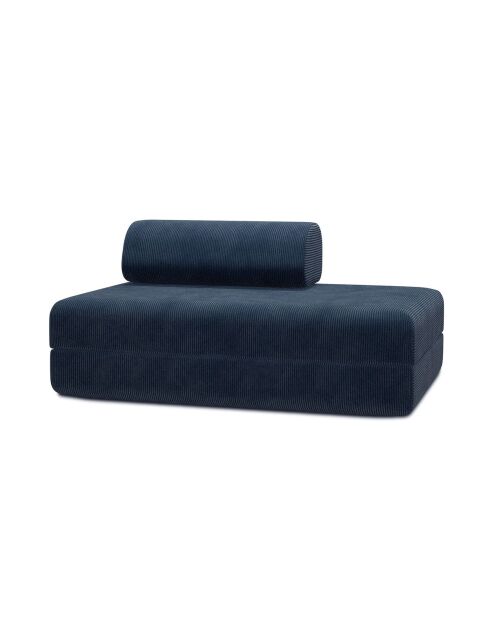 Canapé droit convertible et modulable 2 places en velours côtelé Lincoln bleu - 148x95x70,5 cm