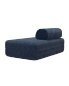 Canapé droit convertible et modulable 2 places en velours côtelé Lincoln bleu - 148x95x70,5 cm