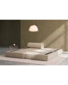 Méridienne convertible et modulable en velours côtelé xl Tilia beige - 190x95x70,5 cm
