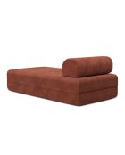 Méridienne convertible et modulable en velours côtelé Lincoln terracotta - 190x95x70,5 cm