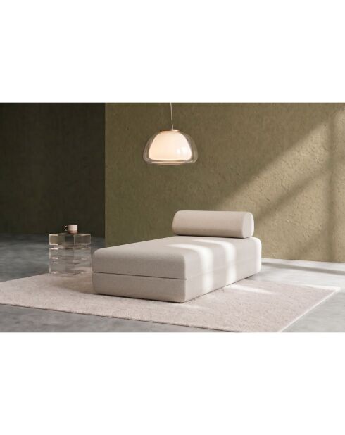 Méridienne convertible et modulable en tissu lisse Gemma beige - 190x95x70,5 cm