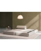Méridienne convertible et modulable en tissu lisse Gemma beige - 190x95x70,5 cm