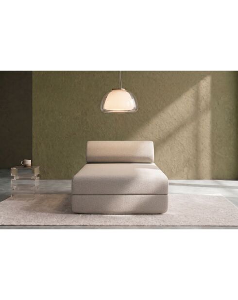 Méridienne convertible et modulable en tissu lisse Gemma beige - 190x95x70,5 cm