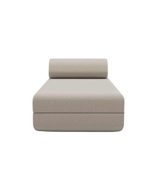 Méridienne convertible et modulable en tissu lisse Gemma beige - 190x95x70,5 cm