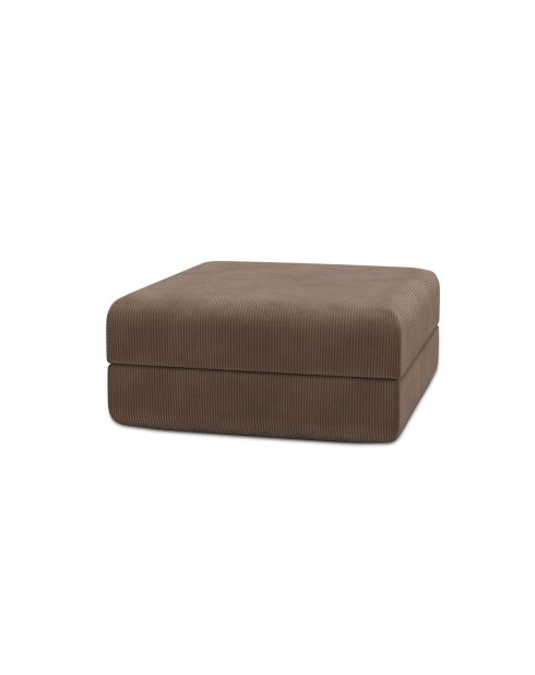 Pouf convertible et modulable en velours côtelé Lincoln taupe - 95x95x42 cm