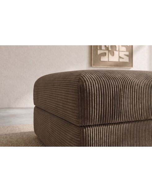Pouf convertible et modulable en velours côtelé Lincoln taupe - 95x95x42 cm