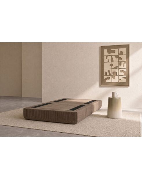Pouf convertible et modulable en velours côtelé Lincoln taupe - 95x95x42 cm