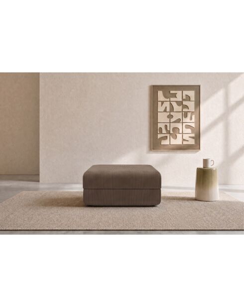 Pouf convertible et modulable en velours côtelé Lincoln taupe - 95x95x42 cm