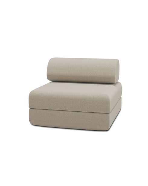 Fauteuil convertible et modulable en tissu lisse Gemma beige - 95x95x70,5 cm