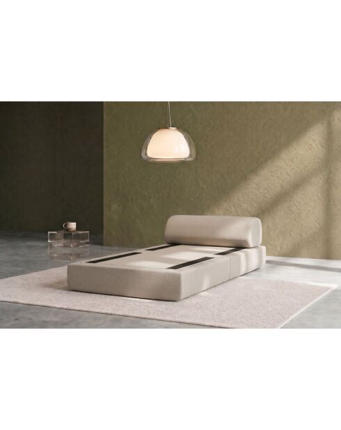 Fauteuil convertible et modulable en tissu lisse Gemma beige - 95x95x70,5 cm