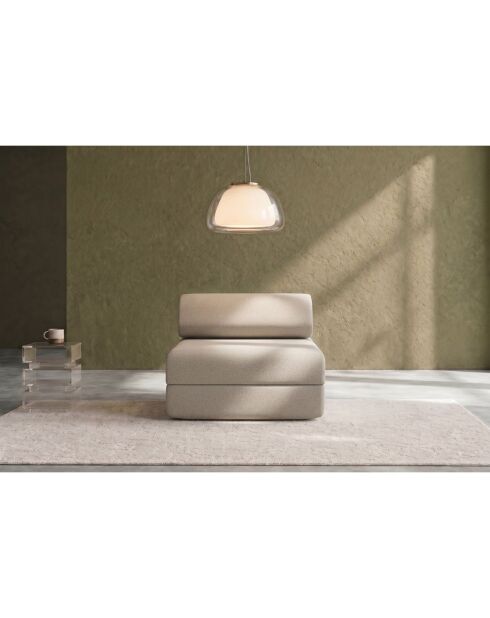 Fauteuil convertible et modulable en tissu lisse Gemma beige - 95x95x70,5 cm