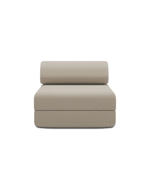 Fauteuil convertible et modulable en tissu lisse Gemma beige - 95x95x70,5 cm