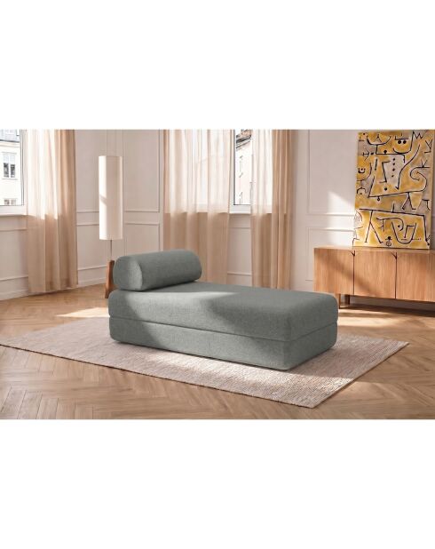 Méridienne convertible et modulable en tissu lisse Gemma grise - 190x95x70,5 cm