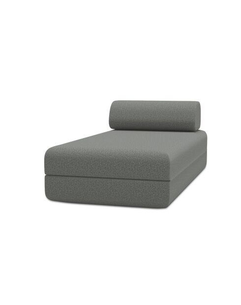 Méridienne convertible et modulable en tissu lisse Gemma grise - 190x95x70,5 cm